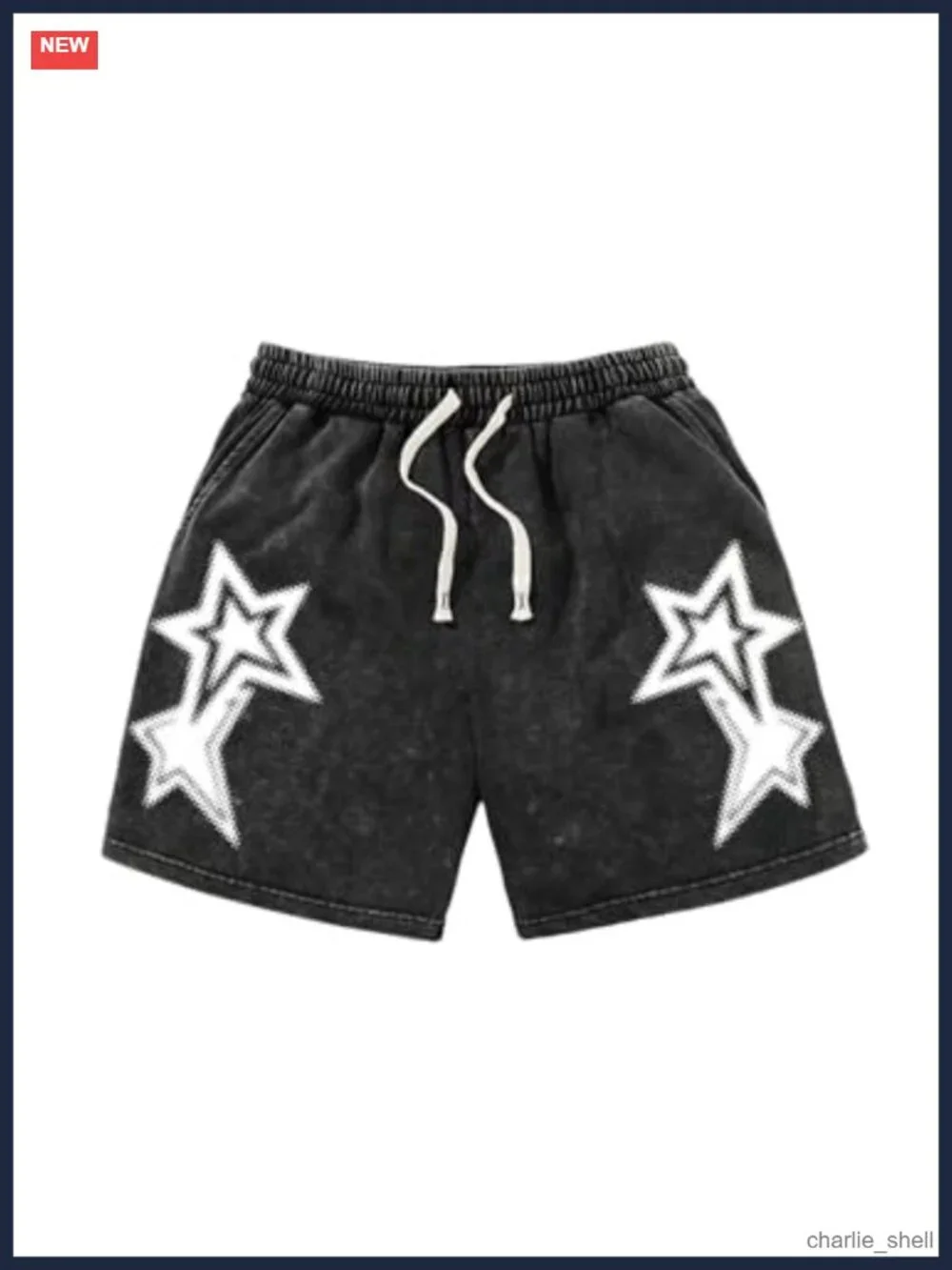 Mens Star Graphic Baggy Shorts Wide Leg Y2k Summer Streetwear